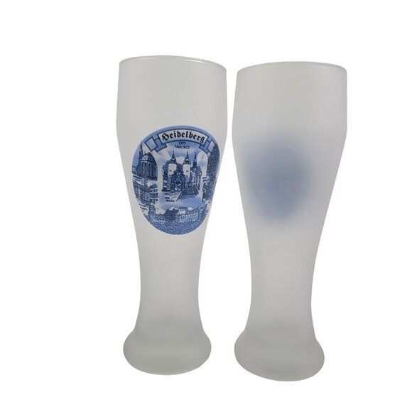 Heidelberg Am Neckar Germany Frosted Pilsner 22 Oz Tall Beer Glasses - Set of 2 - Picture 2 of 16